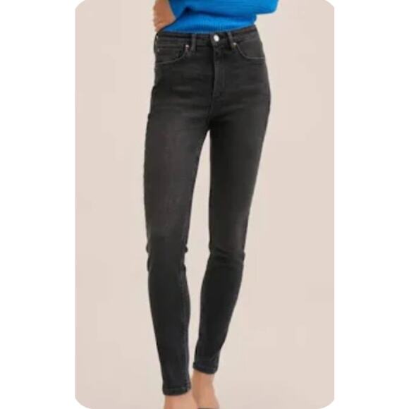 Mango MNG Denim Soho High Rise Skinny Leg Black Jean Women's 2 26 Capsule - Picture 1 of 8